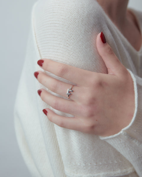 Karen Walker mini bow ring in sterling silver