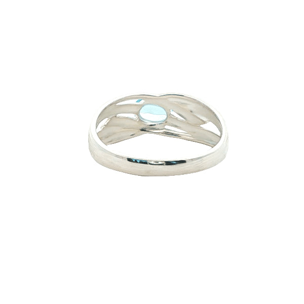 Oval blue topaz ring in sterling silver