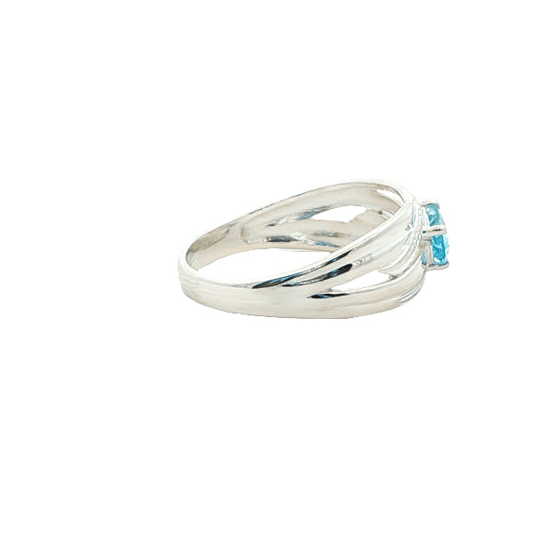 Oval blue topaz ring in sterling silver