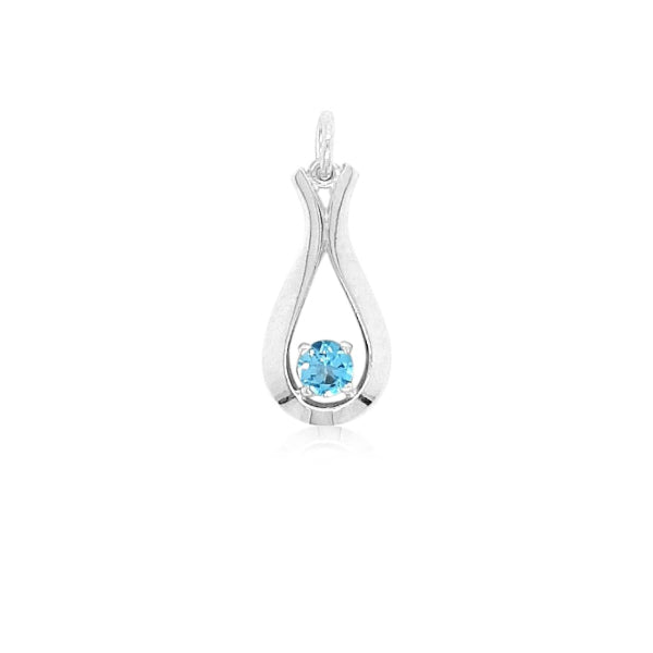 Blue topaz teardrop pendant in sterling silver
