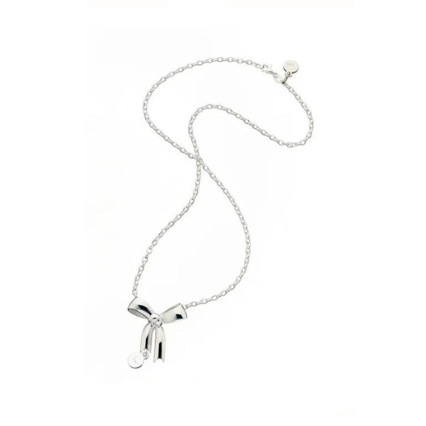 Karen Walker signature bow necklace in sterling silver with oval belcher chain - 45cm