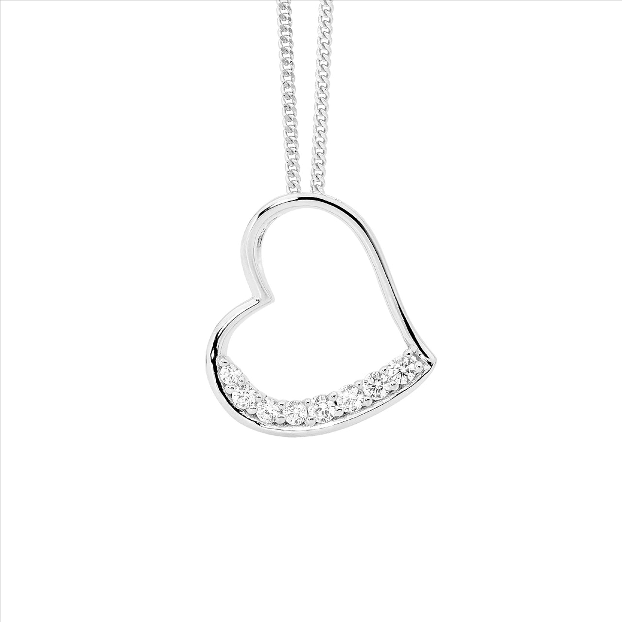 Silver CZ Heart necklace by Ellani