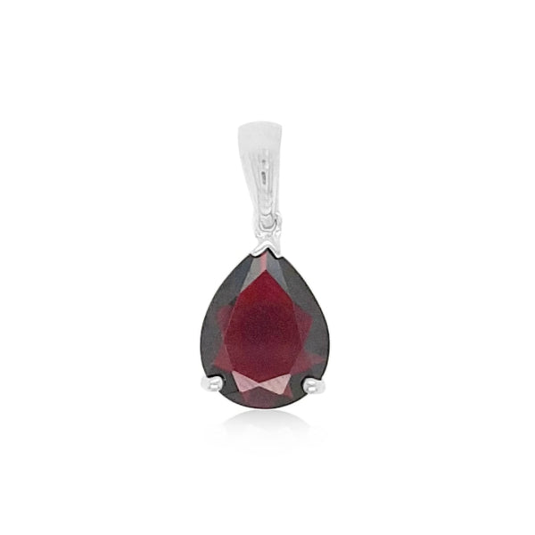 Teardrop garnet pendant in sterling silver