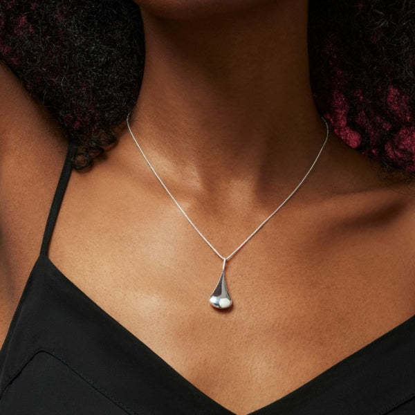 Najo - weeping widow puff teardrop necklace in sterling silver with box chain - 42cm