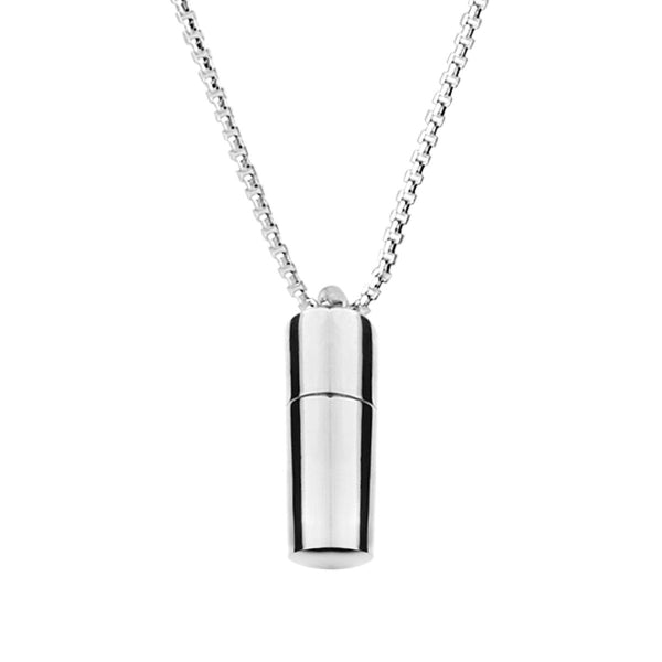 Najo - pandora's box cylinder necklace in sterling silver with box chain - 45cm
