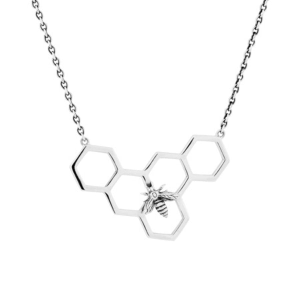 Evolve honeycomb necklace in sterling silver - 50cm