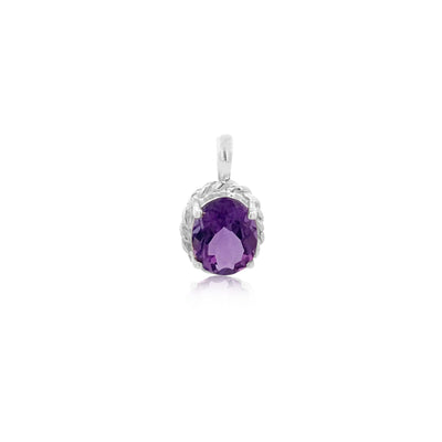 Amethyst rope edged pendant in sterling silver