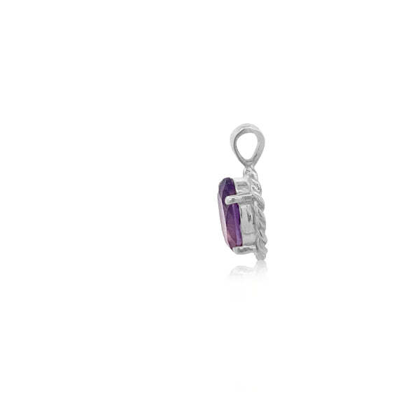 Amethyst rope edged pendant in sterling silver