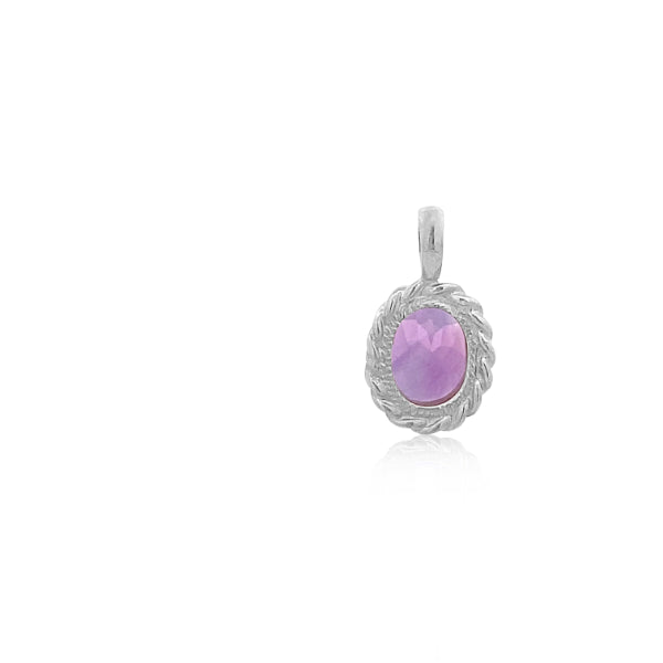 Amethyst rope edged pendant in sterling silver