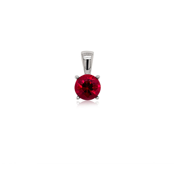 Synthetic ruby pendant in sterling silver