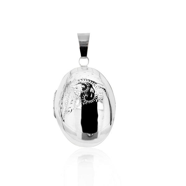Oval locket pendant in sterling silver