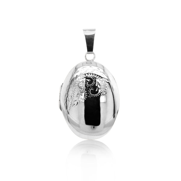 Oval locket pendant in sterling silver