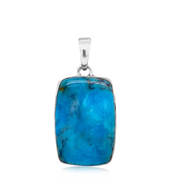 Turquoise rectangle pendant in sterling silver