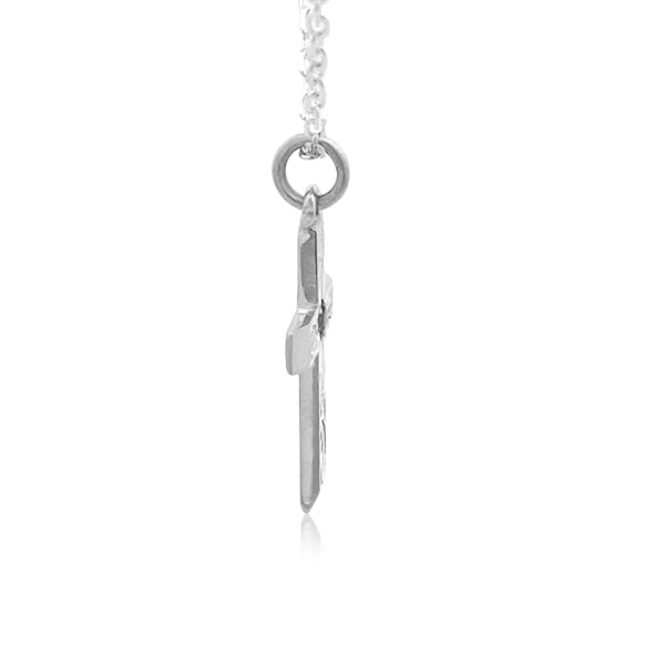 Cross pendant with amethyst in sterling silver with cable chain - 45cm