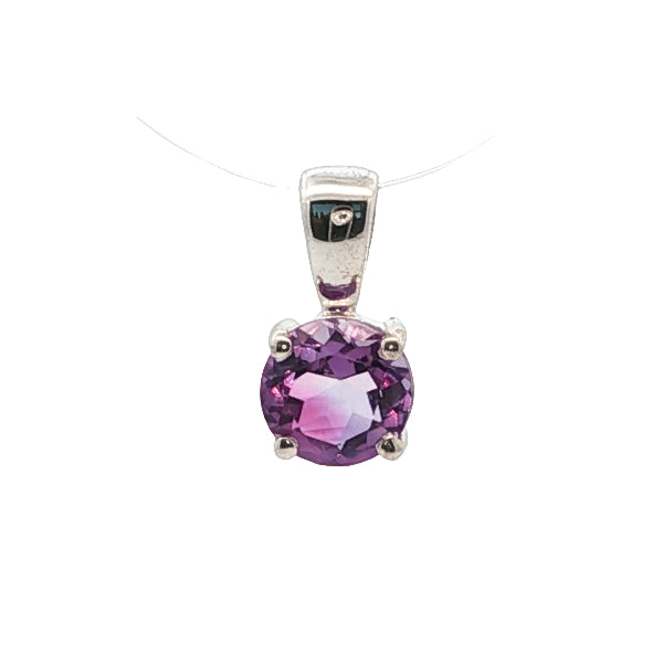 Amethyst drop pendant in sterling silver