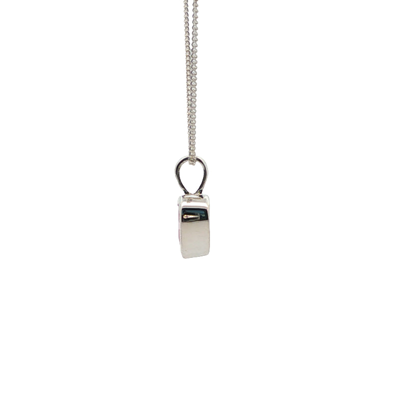 Pink CZ heart necklace in sterling silver with curb chain - 45cm