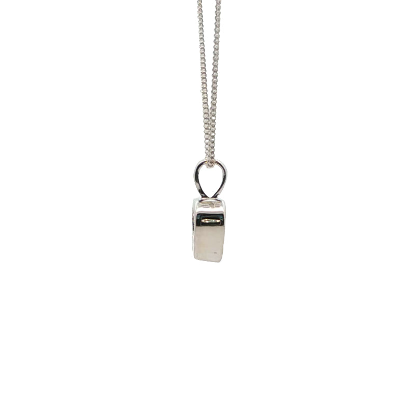 Pink CZ heart necklace in sterling silver with curb chain - 45cm