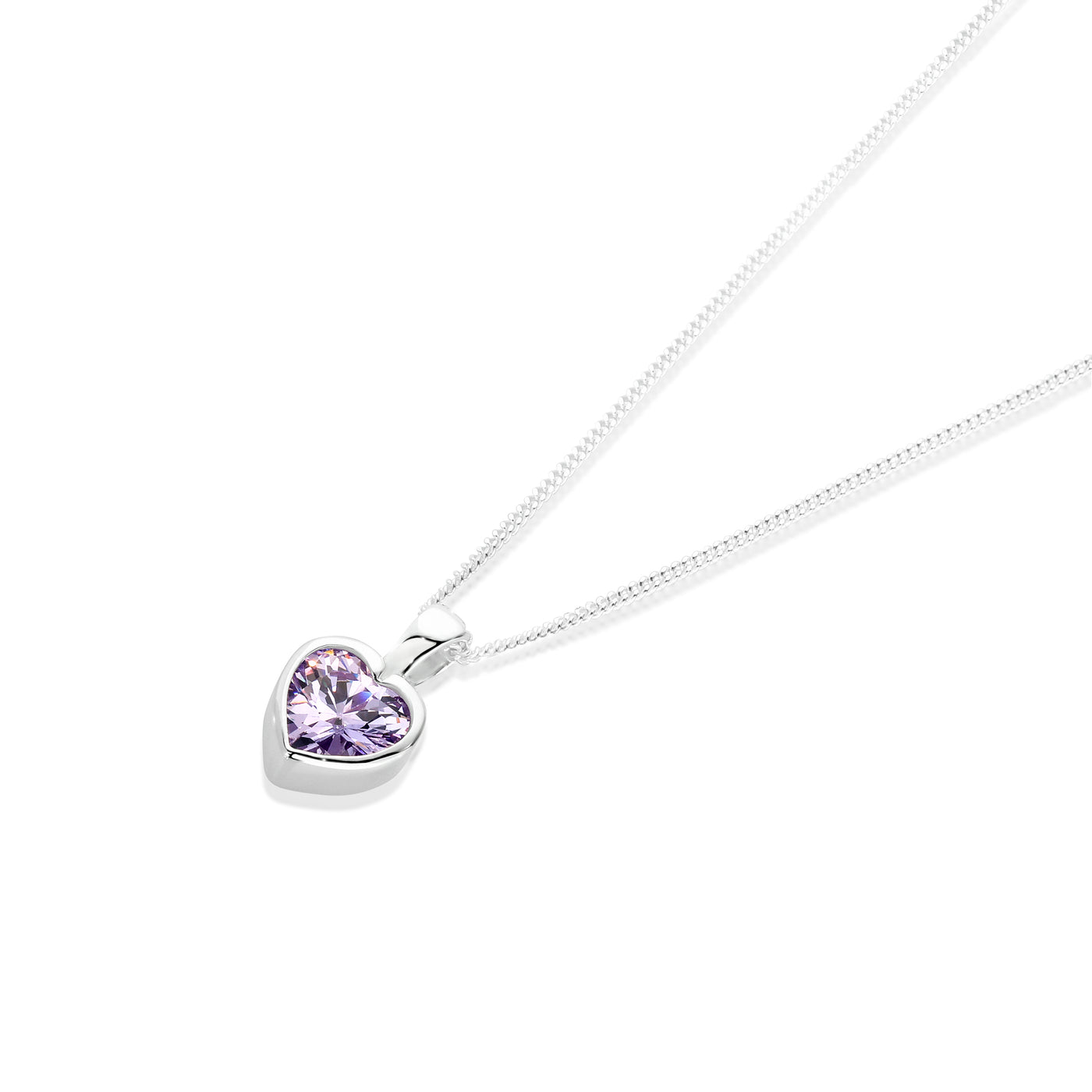 Lavender heart necklace in sterling silver