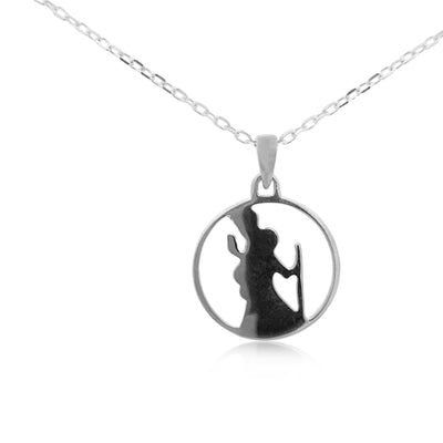 St Christopher pendant on curb chain in sterling silver