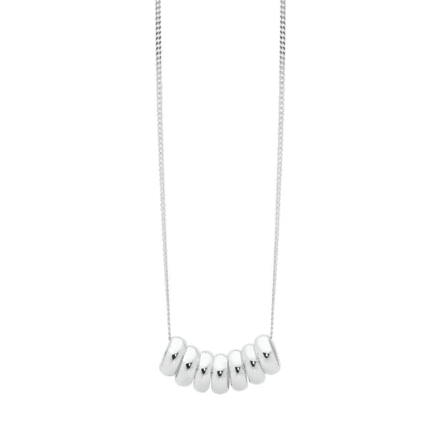 7 rings of happiness necklace in sterling silver with curb chain - 45cm