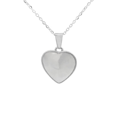 Heart locket pendant with rope edge in sterling silver