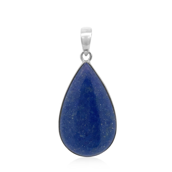 Teardrop lapis pendant in sterling silver