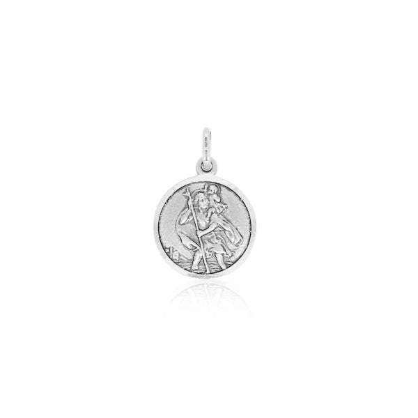 Round St Christoper pendant in sterling silver