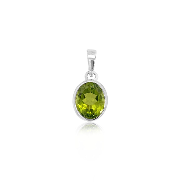 Oval peridot pendant in sterling silver