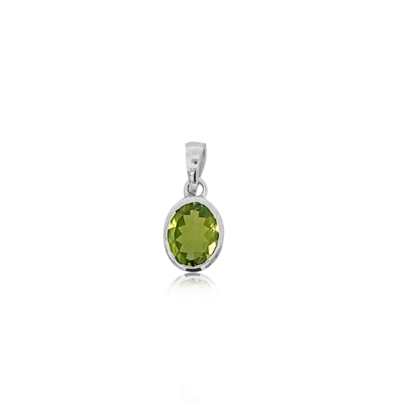 Oval peridot pendant in sterling silver