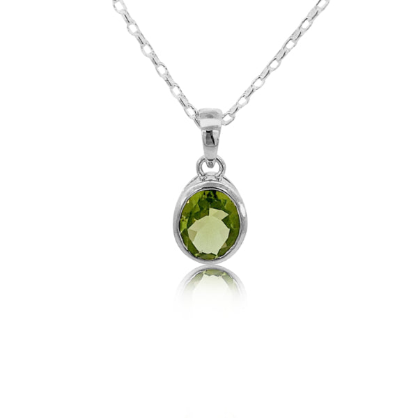 Oval peridot pendant in sterling silver