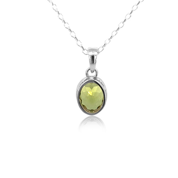 Oval peridot pendant in sterling silver