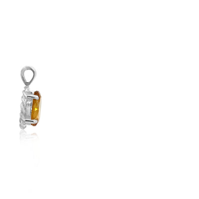 Oval citrine rope edged pendant in sterling silver