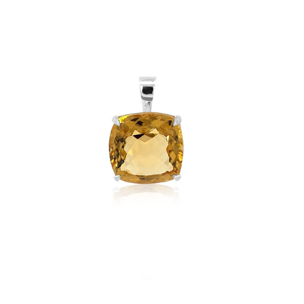 Cushion cut citrine pendant in sterling silver