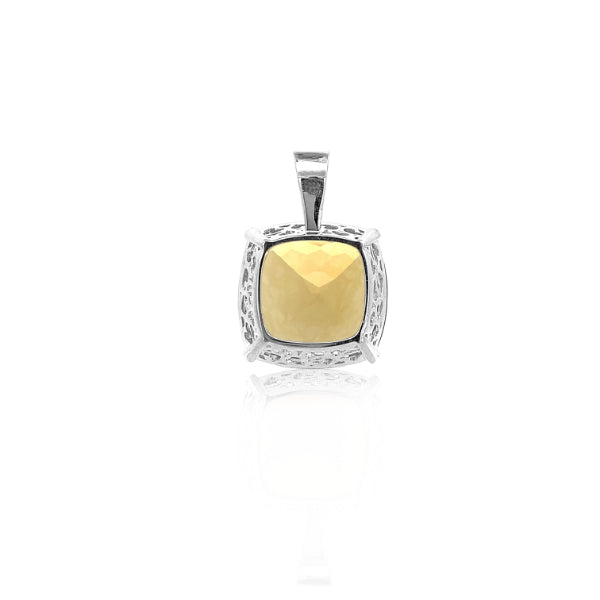 Cushion cut citrine pendant in sterling silver