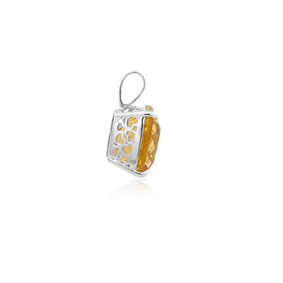 Cushion cut citrine pendant in sterling silver