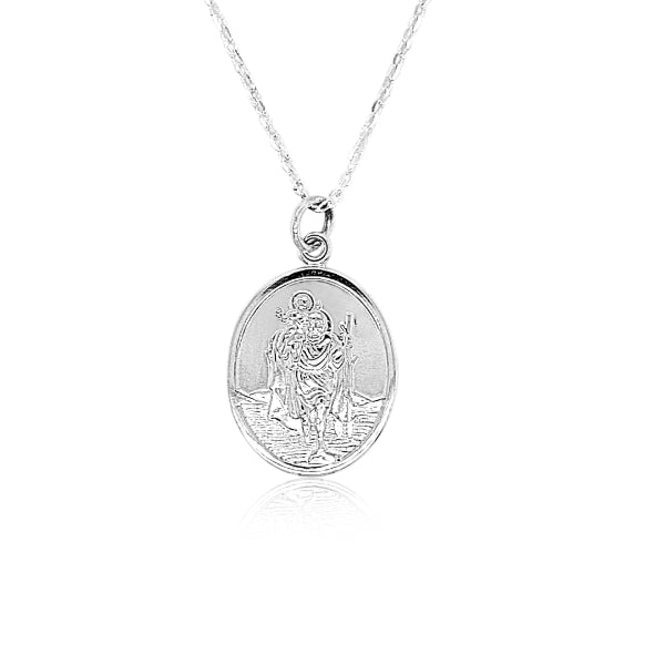 St Christopher necklace in sterling silver with cable chain - 45cm