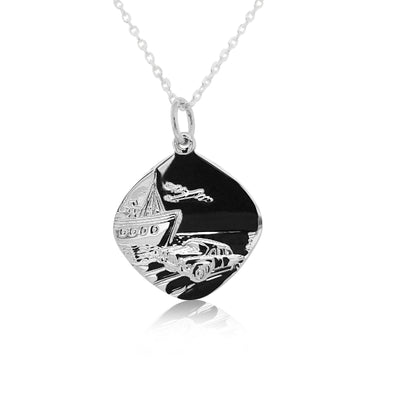 Silver Square St Christopher Necklace - 22mm