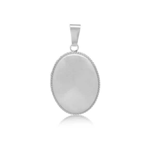 Oval locket with corded edge in sterling silver