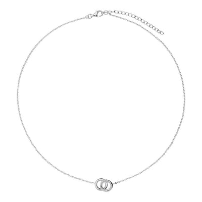 Najo interlocked rings necklace in sterling silver chain - 45cm