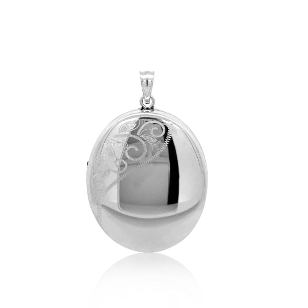 Engraved oval keepsake cremation locket in sterling silver