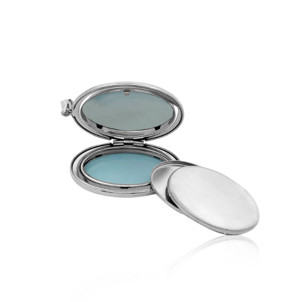 Engraved oval keepsake cremation locket in sterling silver