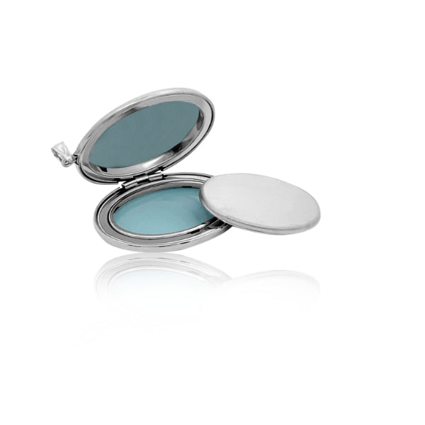 Engraved oval keepsake cremation locket in sterling silver