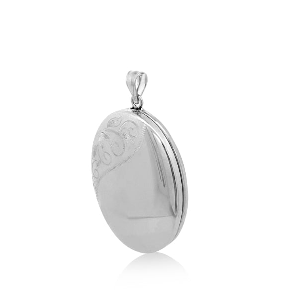 Engraved oval keepsake cremation locket in sterling silver