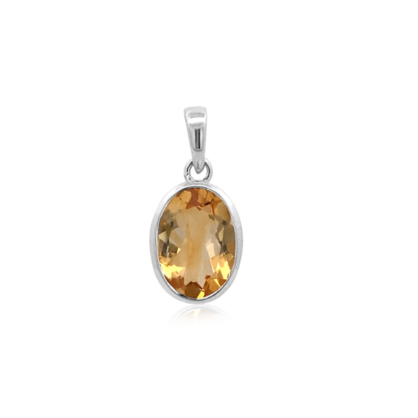 Oval citrine pendant in sterling silver