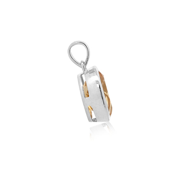 Oval citrine pendant in sterling silver
