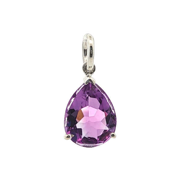 Amethyst pear shaped pendant in sterling silver