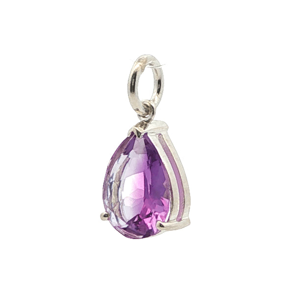 Amethyst pear shaped pendant in sterling silver