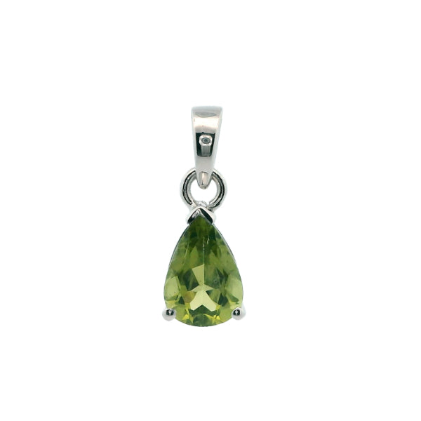 Peridot teardrop pendant in sterling silver