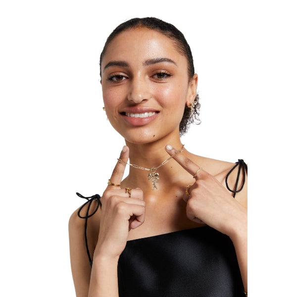Karen Walker girl with a bow on paperclip chain in sterling silver - 45cm