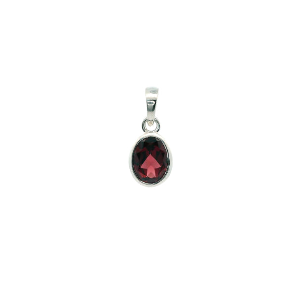 Oval garnet rubover pendant in sterling silver